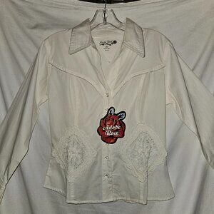 CowGirl SMALL White bridal wedding Blouse